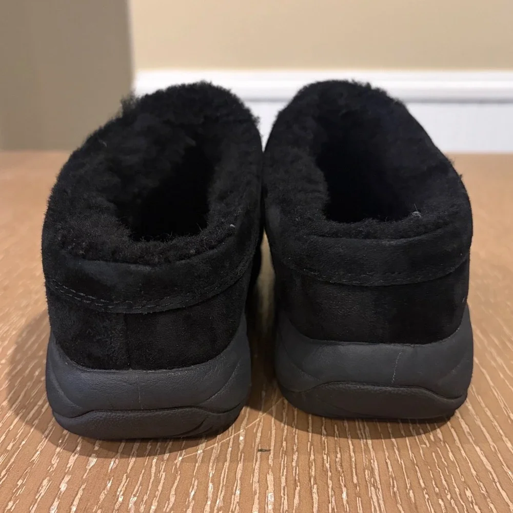 Merrell Women's 7 Black Suede Faux Fur Lined Slip On Clogs Comfort Shoes - Picture 4 of 7